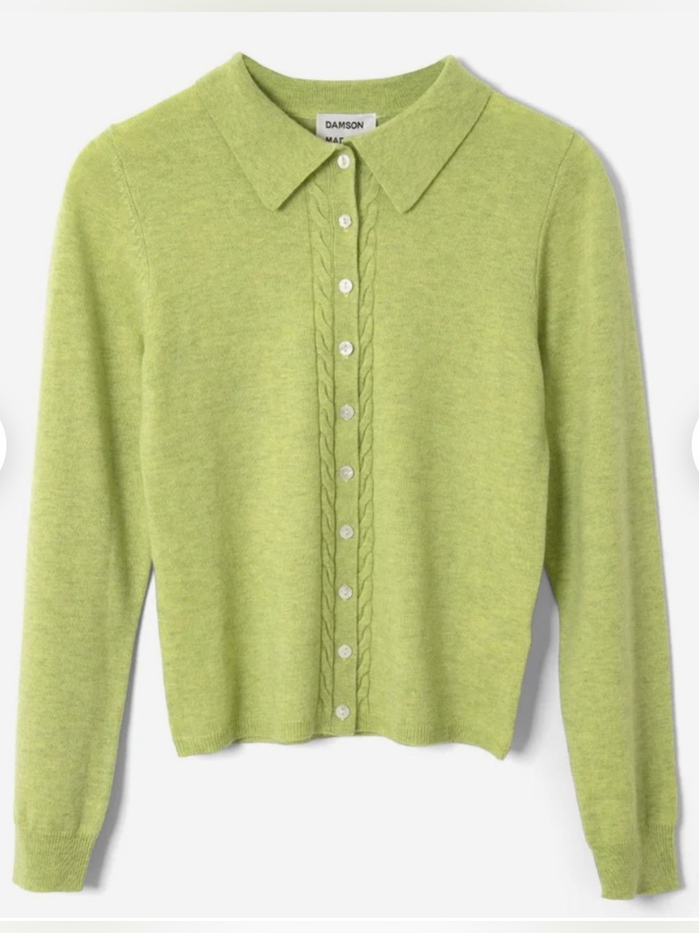 Damson Madder Womens Voula Wool And Cashmere Blend Cardigan Lime